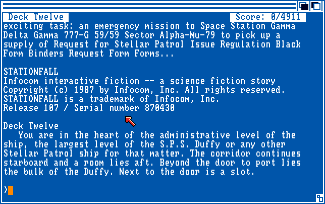 Stationfall - Amiga game screenshot (1987) by Infocom