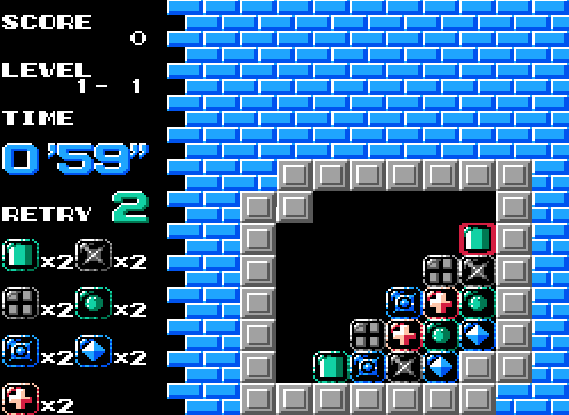 Puzznic - NES game screenshot (1990) by Taito