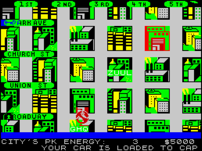 Ghostbusters - ZX Spectrum game screenshot (1985) by Activision